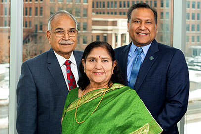 Virendra Gupta ’80S (MBA), PP’87, PP’91; Uma Gupta PP’87, ’PP91; and Dr. Atul Gupta ’87 (BS). Link to their story. 