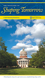 Image of the University of Rochester's planned giving newsletter, Shaping Tomorrow